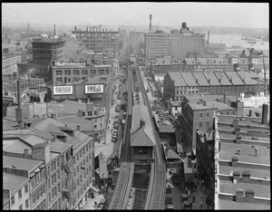 Atlantic Ave. showing elevated station at Rowe's Wharf, from U.S. Custom Appraisers' stores