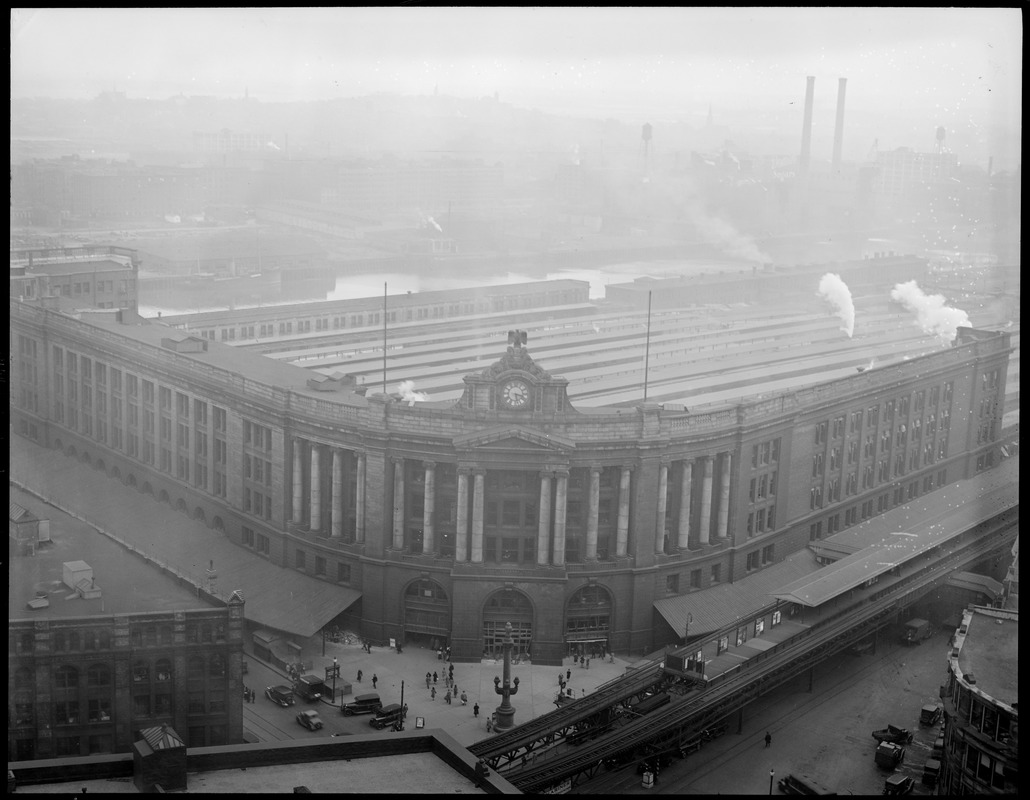 Bird's eye view of South Station after removal of the train shed
