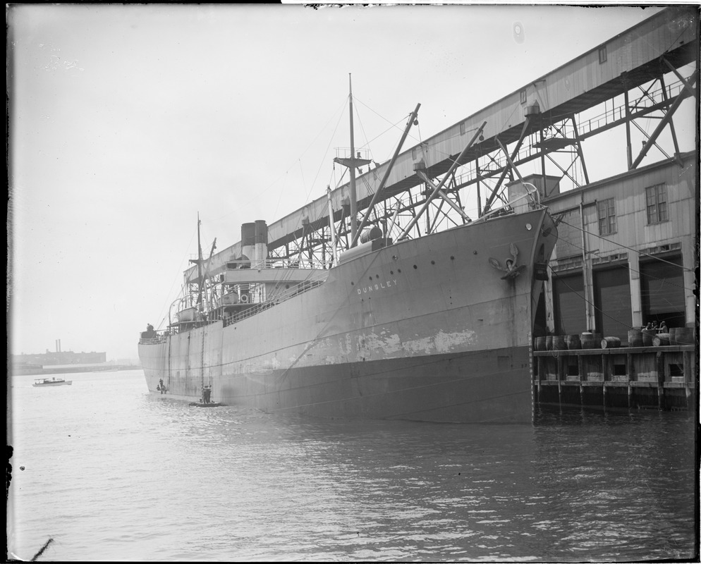 SS Dunsley being loaded with supplies for war zone