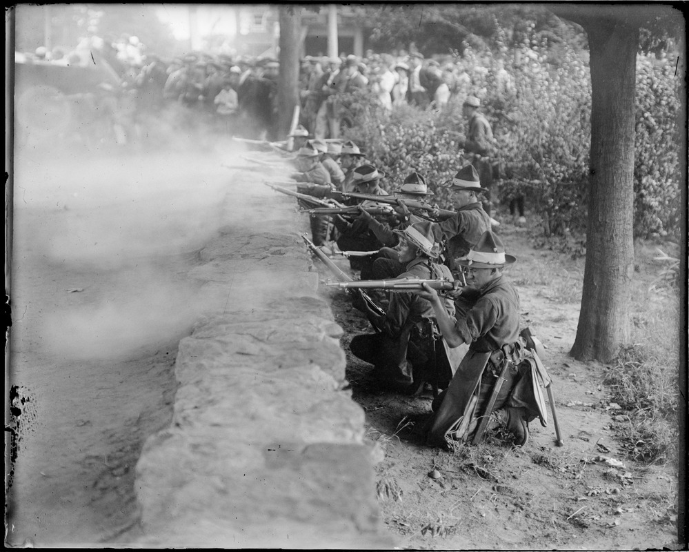 U.S. soldiers training in firing line