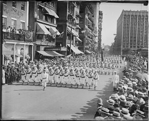 U.S. sailors parade in Boston when Italy sends her mission here