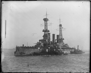 USS battleship Nebraska sails into Boston loaded with troops