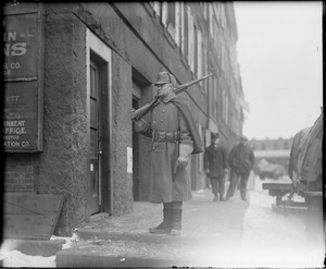 Guarding the waterfront: sentry patrolling Atlantic Ave., looking for German spies