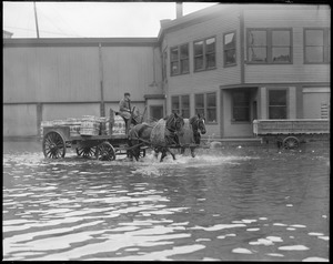 Atlantic Ave. flood, Boston, horses & wagon - largest tide since 1898