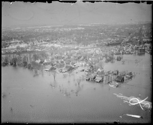 Aerial photo of flooded town