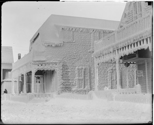 Storm, Winthrop, ice-covered houses