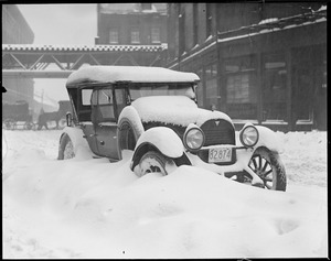Snow bound car in Boston