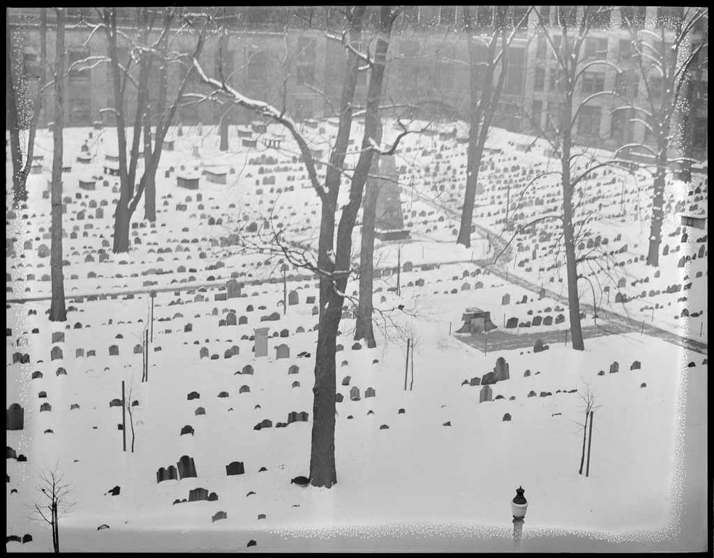 Old Granary Burial Ground in the snow