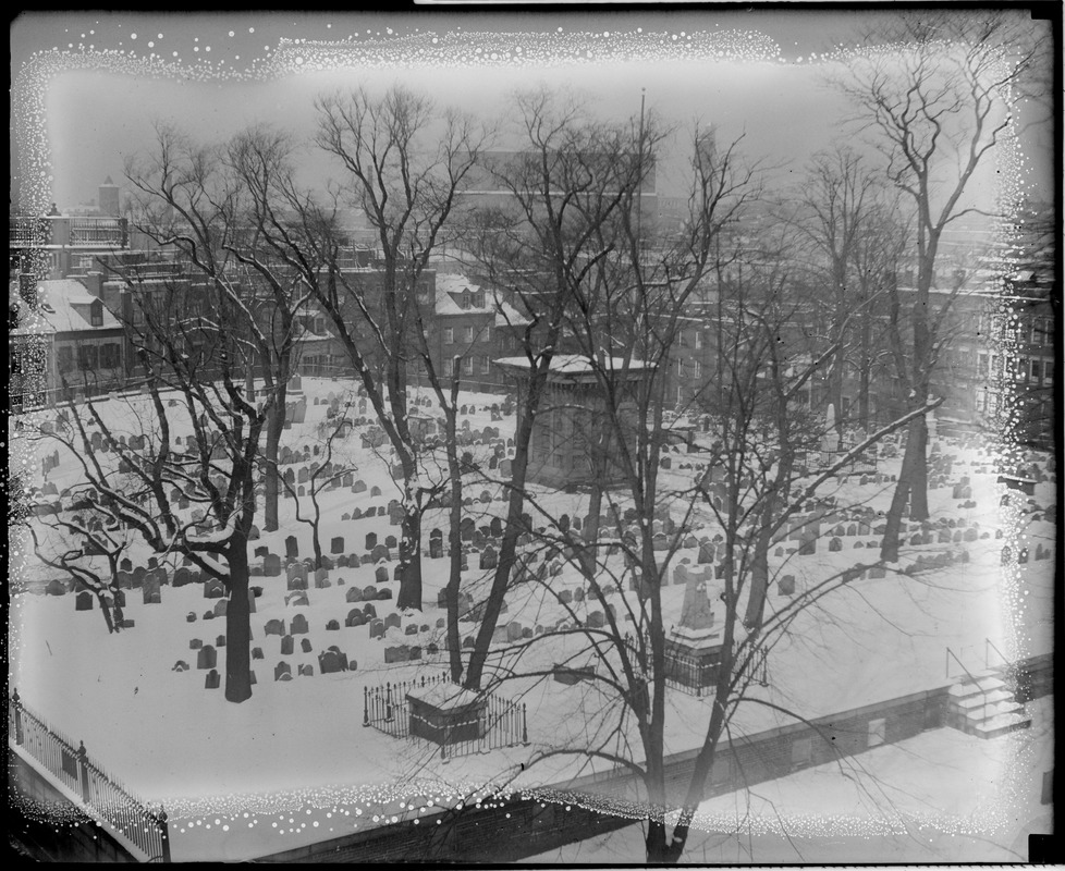 Copp's Hill Burial Ground, North End, in the snow