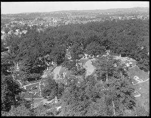 Bird's eye view of Mt. Auburn cemetery from tower