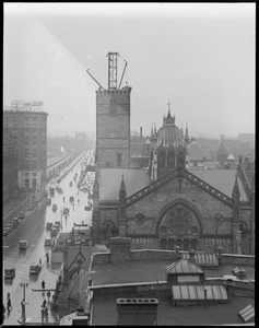 New Old South Church Tower comes down, looking toward Hotel Lenox