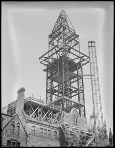 Tower of the New Old South Church being rebuilt