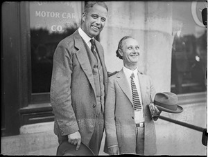 Donovan Motor Car Co., man standing with Ben Turpin