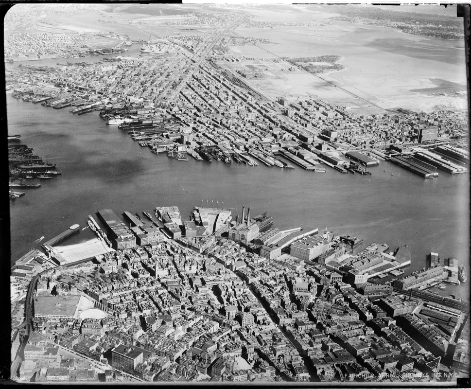 Aerial view of North End and East Boston