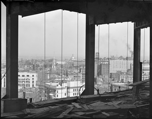 Capitol from the U.S.M. Building through the girders, in front of South Station