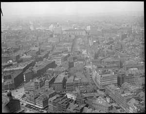 Bird's eye view toward North Station from Custom House Tower
