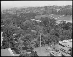 Bird's eye view from Statler Hotel showing the Garden and Common