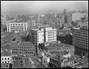 Bird's eye view from the top of the United Shoe Machinery Building toward State House