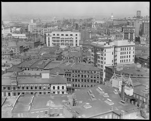 Bird's eye view toward State House from new United Shoe Machinery Building