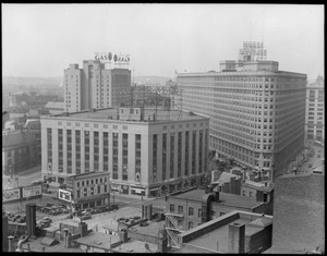 Park Square area including Hotel Statler and Motor Mart, from Walker Building