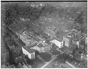 Airship view of State House and Beacon Hill