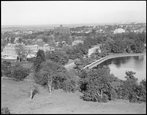 View of Lake Street area in Brighton, from Boston College building