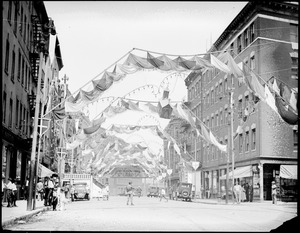 Hanover Street in the North End decorated by Italians for Saints Day