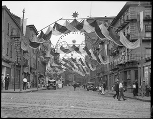 North Street in the North End, decorated for Saints Day