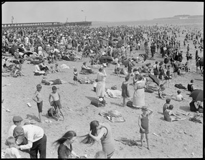Crowded beach at City Point, South Boston
