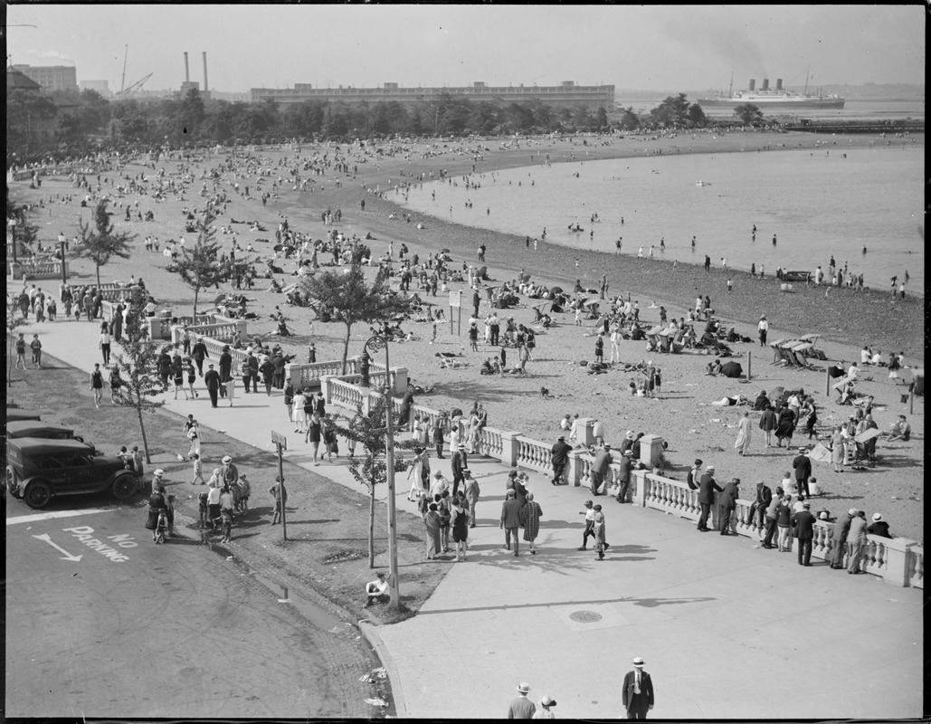 Beach crowd at Pleasure Bay, City Point, South Boston