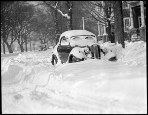 Snowed-in car in South Boston