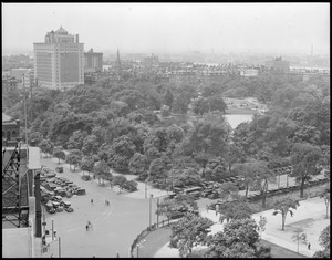 Public Garden from top of Walker Building on Boylston St. showing Ritz-Carlton Hotel