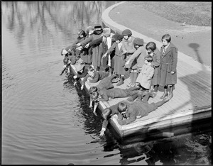 Kids fishing in the Public Garden - Boston