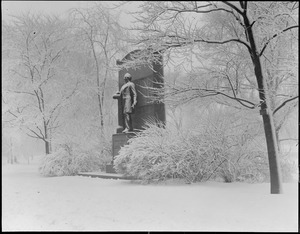 Wendell Phillips statue covered with snow - Public Garden