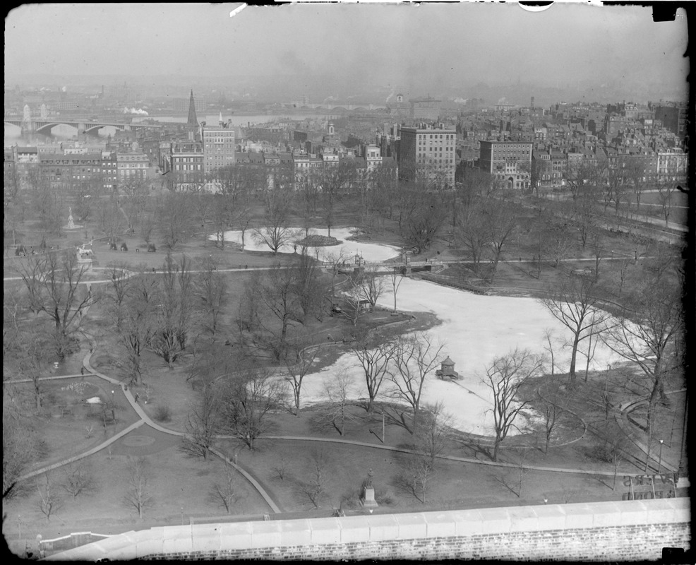 Wintry scene on Public Garden, from roof of Hotel Statler