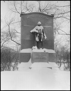 Public Garden Wendell Phillips statue snow covered