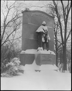 Public Garden Wendell Phillips statue snow covered