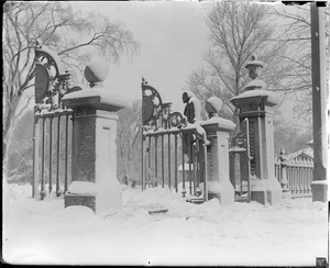 Public Garden entrance on Charles St., winter