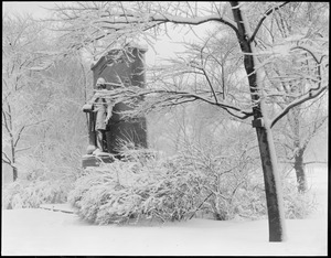 Wendell Phillips statue, Public Garden, in the snow