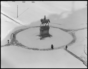 Washington statue, Public Garden, in the snow, from the Ritz-Carlton