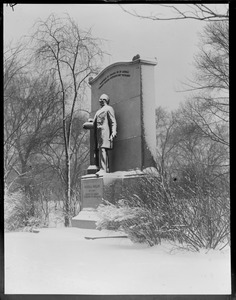 Wendell Phillips statue, Public Garden, in snow