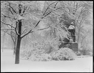 Wendell Phillips statue, Public Garden, covered in snow