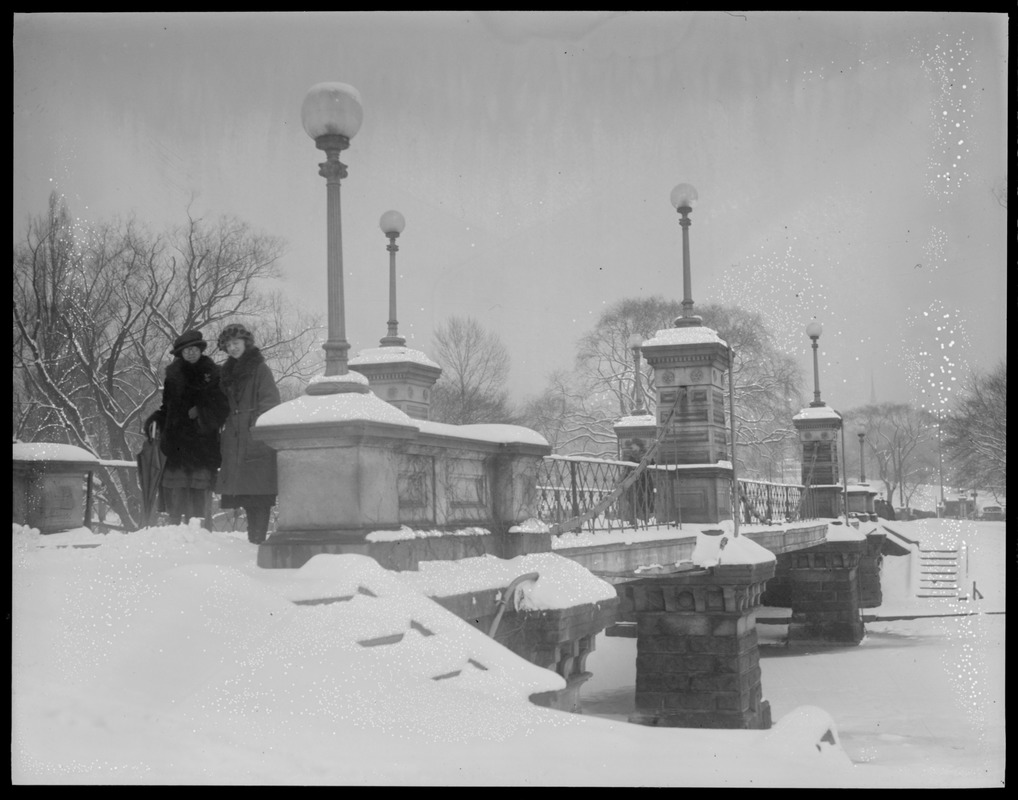 Public Garden bridge in the snow