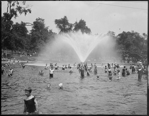 Bathing in the frog pond on Boston Common