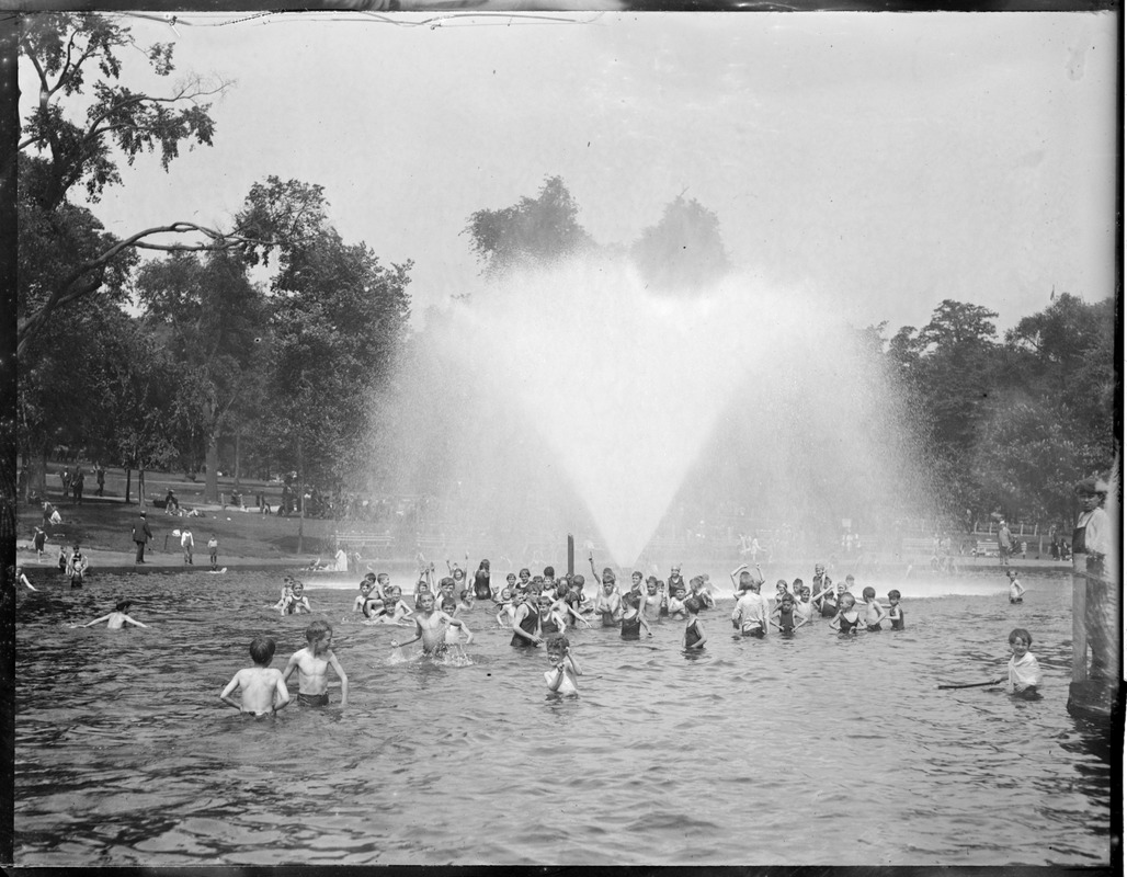 Swimmers in frog pond, Boston Common