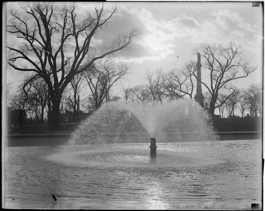 Sunset and fountain, Boston Common