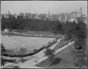 Baseball game on field on Boston Common