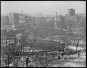 Bird's eye view of Boston Common and Parkman bandstand from Herald building