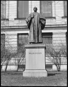 Statue of Phillips Brooks in front of M.F.A.