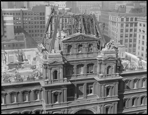 Roof of the old post office being torn down